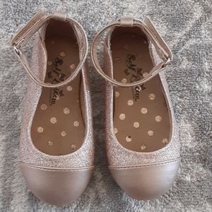 Rose Gold Glitter Ankle Strap Dress Shoes